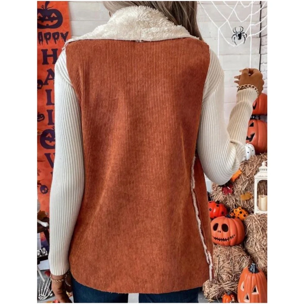 Cozy Shearling Lined Open Front Vest - Picture 4 of 4